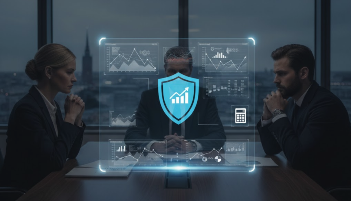 företagare sitter vid bord och analyserar sin ekonomi